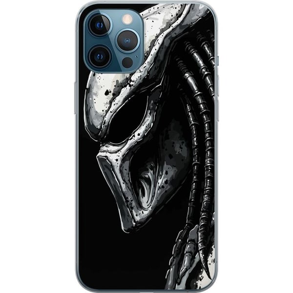 Kompatibelt Mobilskal till Apple iPhone 12 Pro Max Dramatisk illustration av Predator-mask med metalliska texturer skuggor och detaljer som förstärke