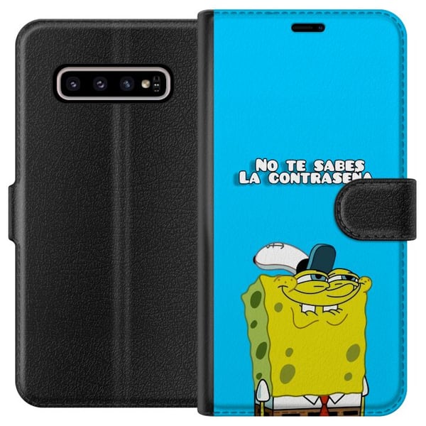 Kompatibelt Plånboksfodral till Samsung Galaxy S10+ SpongeBob SquarePants