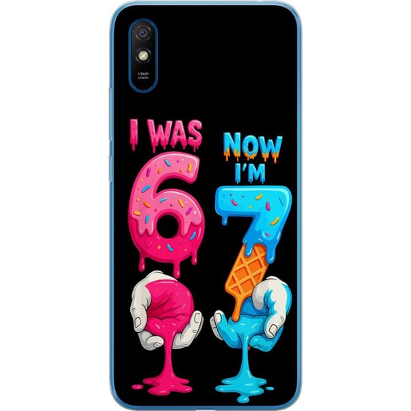 Kompatibelt Mobilskal till Xiaomi Redmi 9A Färgglad födelsedagsillustration med text I was 6 now I’m 7 smältande siffror lekfull barnvänlig design