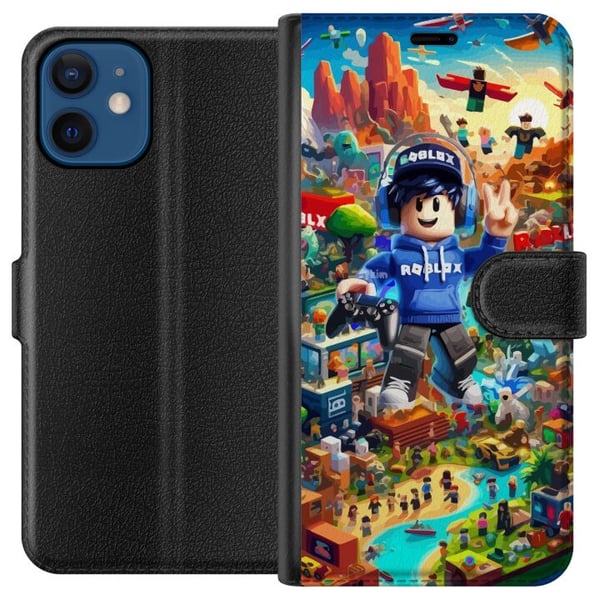 Kompatibelt Plånboksfodral till Apple iPhone 12 mini Stor detaljerad Roblox-värld fylld av karaktärer äventyr och färgstarka miljöer