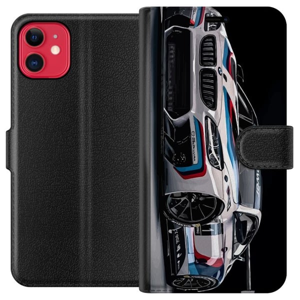 Kompatibel Tegnebogsetui til Apple iPhone 11 BMW M Power-illustration – nærbillede af sportsvogn i hvidt racerløbsdesign Kompatibel Tegnebogsetui til Apple iPhone 11 BMW M Power-illustration – nærbillede af sportsvogn i hvidt racerløbsdesign