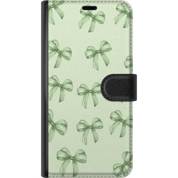 Kompatibelt Plånboksfodral till Samsung Galaxy A20e Gröna rosetter mönster sött pastell bow pattern seamless gift ribbon estetiskt bakgrund motiv pos