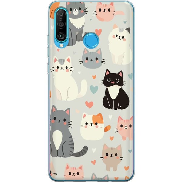 Kompatibelt Mobilskal till Huawei P30 lite Katter