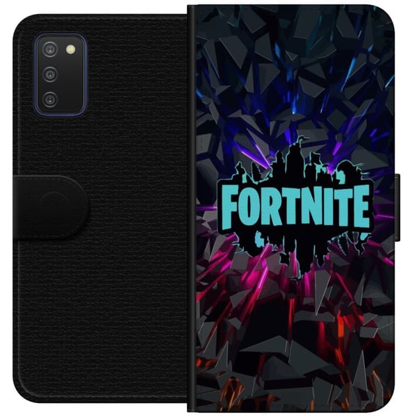 Kompatibelt Lommeboketui til Samsung Galaxy A03s Spillinspirert abstrakt logo i neon med eksploderende former og dynamisk energi