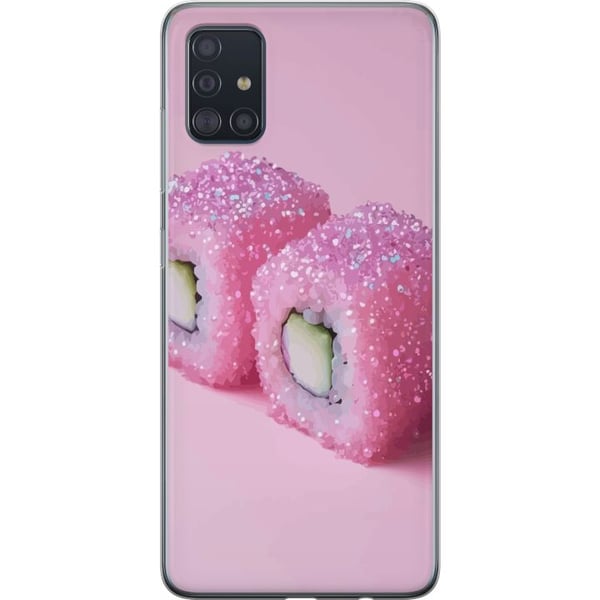 Kompatibelt Mobildeksel til Samsung Galaxy A51 Sushi plakat rosa glitter kawaii japansk mat rull ris fisk estetisk mattedesign søt Japan kunst Kompatibelt Mobildeksel til Samsung Galaxy A51 Sushi plakat rosa glitter kawaii japansk mat rull ris fisk estetisk mattedesign søt Japan kunst