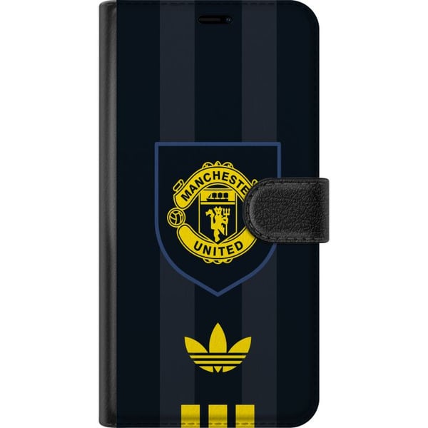 Kompatibel Tegnebogsetui til Samsung Galaxy S21 Manchester United plakat Adidas våbenskjold fodboldklub Premier League logo gul sort retro design kun