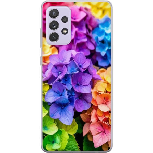Kompatibel Mobilcover til Samsung Galaxy A52s 5G Hortensia hortensiablomster farverige blomster regnbue blomstermønster lilla pink blå gul orange kun
