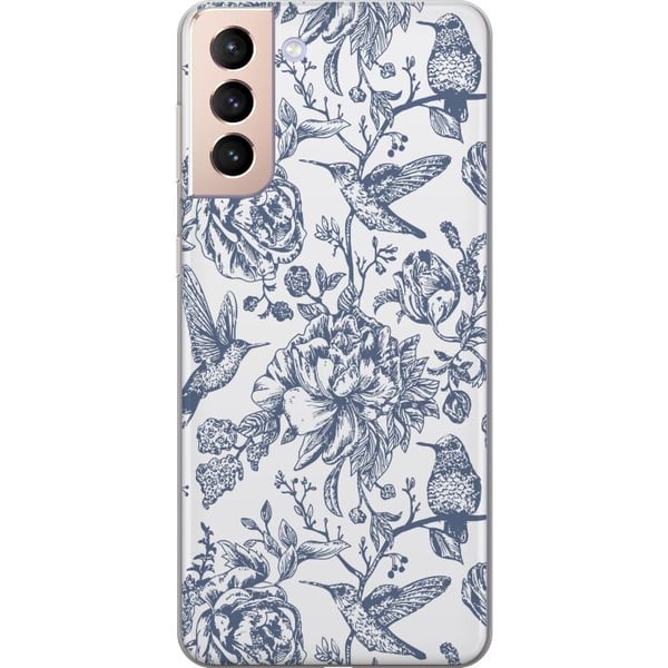 Kompatibelt Mobildeksel til Samsung Galaxy S21 Blomster & Fugler - Romantiskt Vintage-stil Mønster