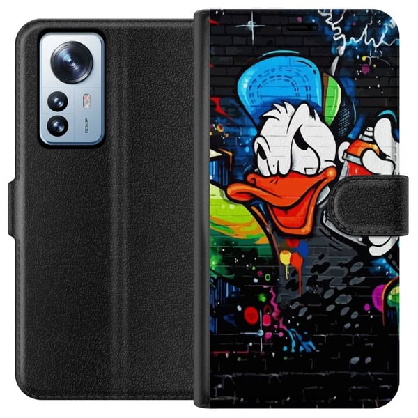 Kompatibelt Plånboksfodral till Xiaomi 12 Pro Kalle Anka Graffiti Disney Design Roligt Barn Motiv