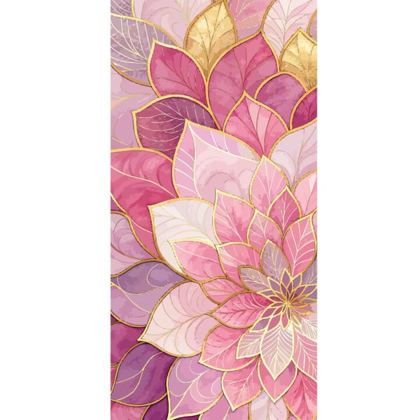 Kompatibel Tegnebogsetui til Apple iPhone 13 Pro Blomstermandala – Rosa og lilla mønster med gyldne detaljer illustration