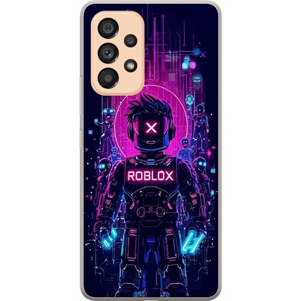 Kompatibelt Mobilskal till Samsung Galaxy A53 5G Roblox Cyber Core Kraftfull digital Robloxdesign med lila ljus och futuristisk bakgrund