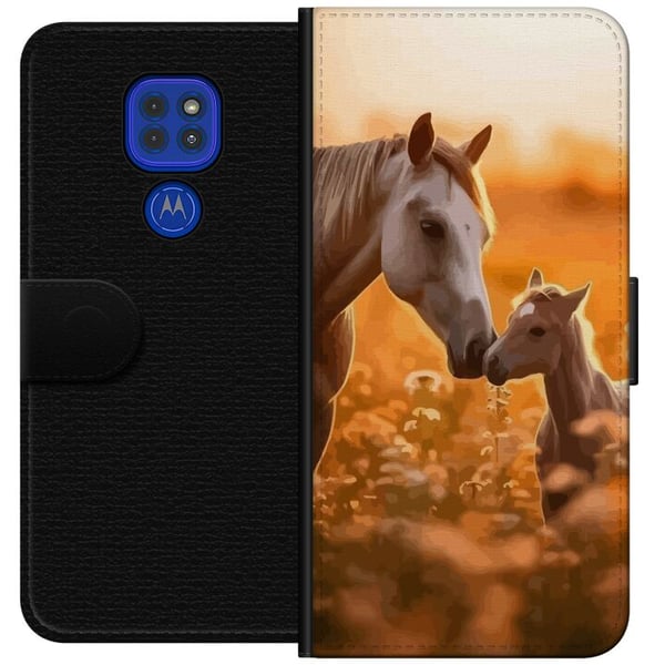 Kompatibel Tegnebogsetui til Motorola Moto G9 Play Heste