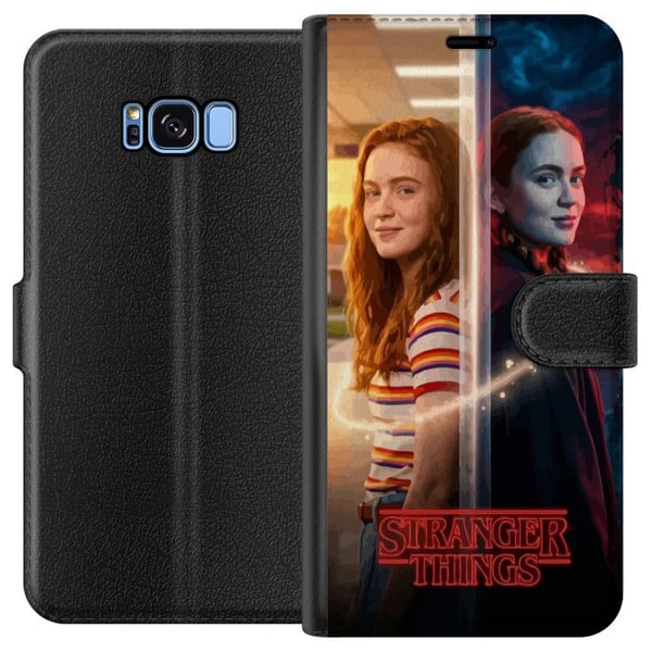Kompatibelt Plånboksfodral till Samsung Galaxy S8 Max Mayfield i delat porträtt mellan vardagsljus och mörk parallellvärld i Stranger Things-stil