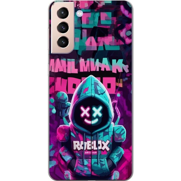 Kompatibelt Mobildeksel til Samsung Galaxy S21 Neon Gamer kult spillmotiv med hette, neonlys og futuristisk gamingstil