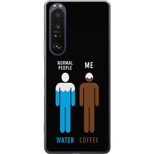 Kompatibel Mobilcover til Sony Xperia 1 III Sjov minimalistisk illustration med teksten normal people water me coffee perfekt til kaffeelskere