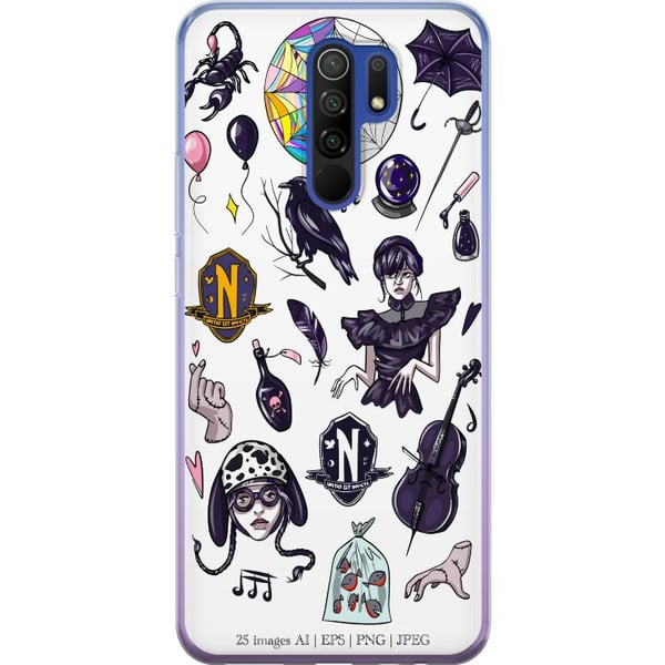 Kompatibelt Mobilskal till Xiaomi Redmi 9 Wednesday Stickers