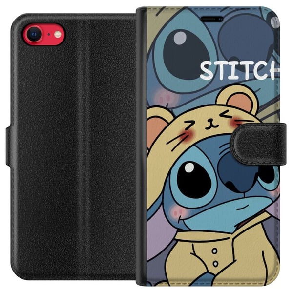 Kompatibelt Lommeboketui til Apple iPhone SE (2022) Disney Stitch blå alien med skilpadde figur