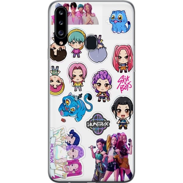 Kompatibelt Mobilskal till Samsung Galaxy A20s Huntrix och Saja Boys animeinspirerad energirik design med starka färger och modern japansk popkultur