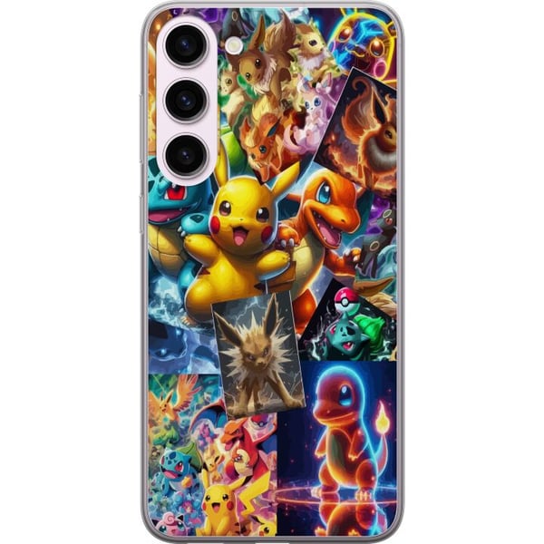 Kompatibel Mobilcover til Samsung Galaxy S23+ Pokémon-illustration – Pikachu, Eevee og Charmander i farverigt design Kompatibel Mobilcover til Samsung Galaxy S23+ Pokémon-illustration – Pikachu, Eevee og Charmander i farverigt design