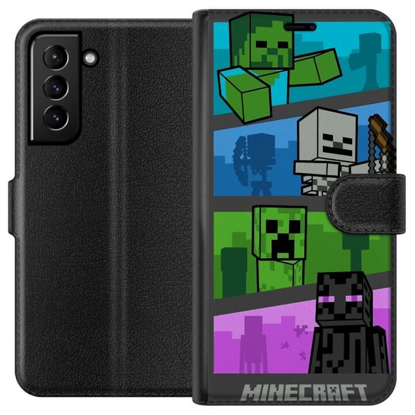 Kompatibelt Lommeboketui til Samsung Galaxy S21+ 5G Minecraft Kompatibelt Lommeboketui til Samsung Galaxy S21+ 5G Minecraft