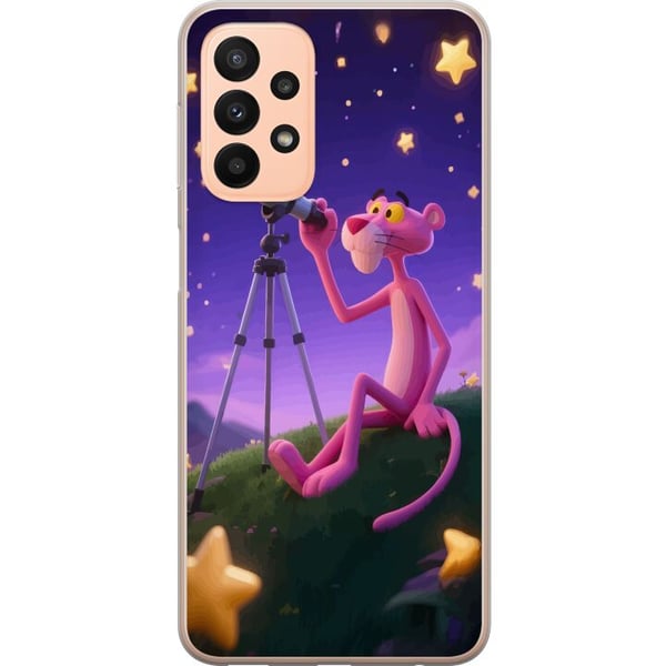 Kompatibelt Mobildeksel til Samsung Galaxy A23 Pink Panther Stars med den rosa panteren blant stjerner – et retro og sjarmerende motiv