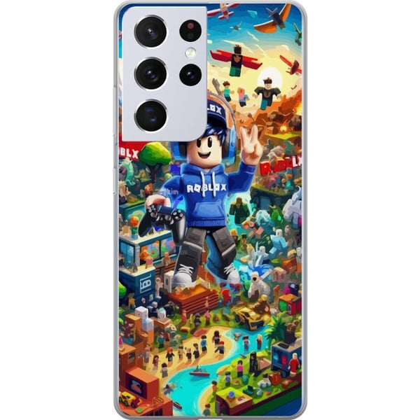 Kompatibelt Mobildeksel til Samsung Galaxy S21 Ultra 5G Stor, detaljert Roblox-verden fylt med karakterer, eventyr og fargerike miljøer Kompatibelt Mobildeksel til Samsung Galaxy S21 Ultra 5G Stor, detaljert Roblox-verden fylt med karakterer, eventyr og fargerike miljøer