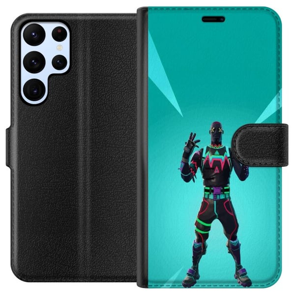 Yhteensopiva Lompakkokotelo Samsung Galaxy S22 Ultra 5G musta ritari fortnite