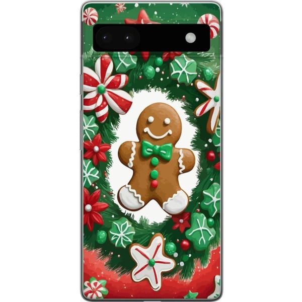 Yhteensopiva Puhelinkuori Google Pixel 6a joulu piparkakku juliste piparkakku joulukeksit joulukuusi makeiset herkut joulumotiivi retrodesign