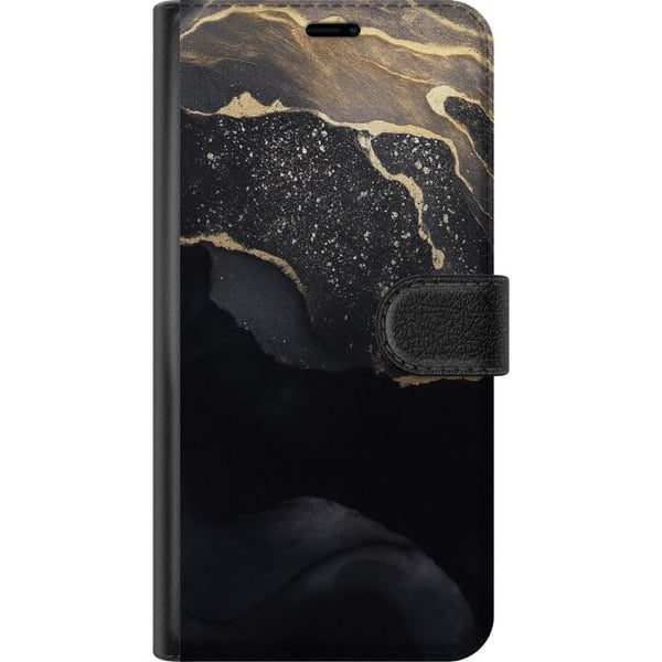 Kompatibelt Plånboksfodral till Samsung Galaxy A20e Svart guld abstrakt