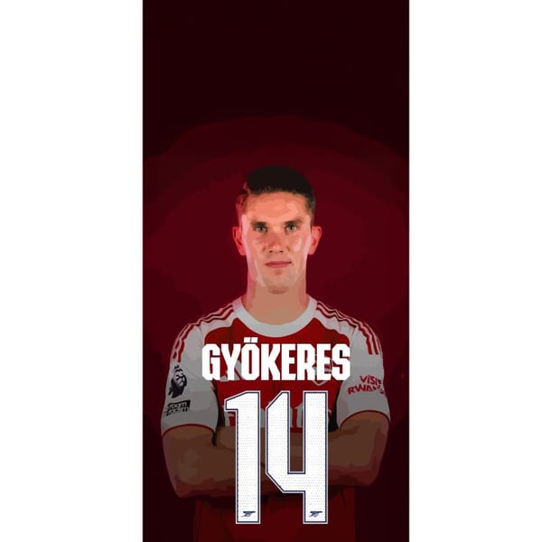 Yhteensopiva Lompakkokotelo Apple iPhone 13 Pro Viktor Gyökeres Arsenal 14 Jalkapallohenkinen design, jossa Gyökeres on punaisessa pelipaidassa numer