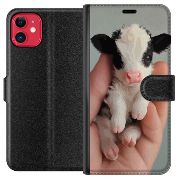 Kompatibel Tegnebogsetui til Apple iPhone 11 Nyfødt lille kalv i hånden med lyserød mule, blød pels og et sødt udtryk, charmerende naturmotiv, perfek Kompatibel Tegnebogsetui til Apple iPhone 11 Nyfødt lille kalv i hånden med lyserød mule, blød pels og et sødt udtryk, charmerende naturmotiv, perfek