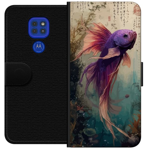 Kompatibel Tegnebogsetui til Motorola Moto G9 Play Asiatisk koifisk japansk akvarium