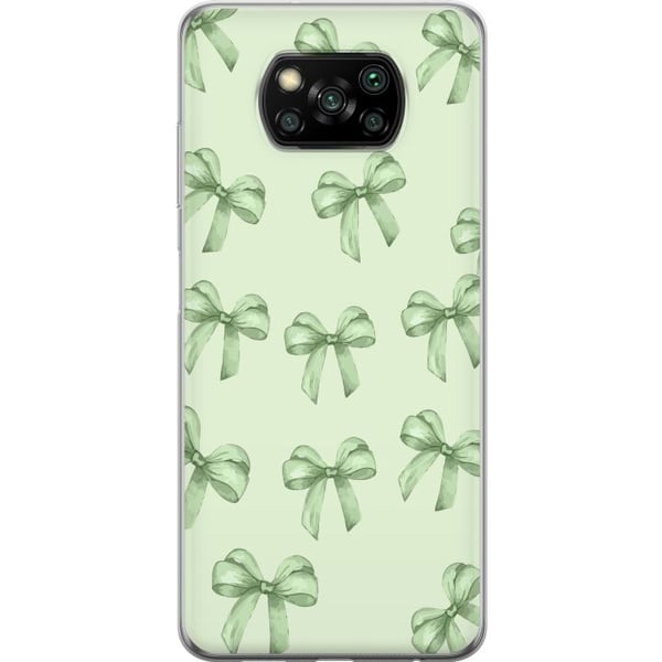 Kompatibel Mobilcover til Xiaomi Poco X3 NFC Grønne rosetter mønster sødt pastel sløjfemønster sømløst gavebånd æstetisk baggrund motiv plakat