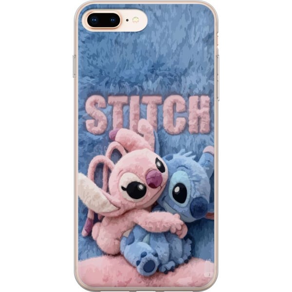 Kompatibel Mobilcover til Apple iPhone 8 Plus Fluffy Stitch og Angel omfavner på en blød pelsagtig overflade med pastelfarver, der skaber en varm hyg