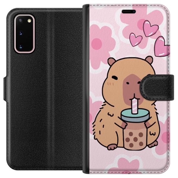 Kompatibelt Plånboksfodral till Samsung Galaxy S20 Kawaii Capybara Hjärtan Anime Stil Söt Design Djurmotiv TikTok Populärt Present Tjej