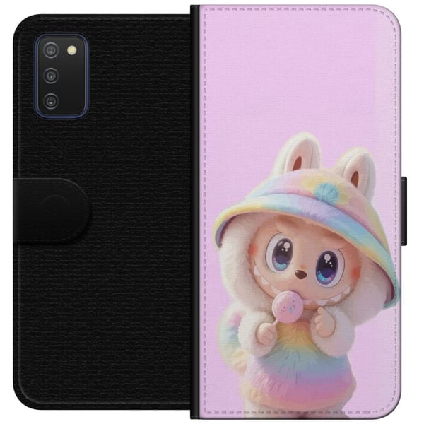 Kompatibelt Lommeboketui til Samsung Galaxy A03s Rainbow Bunny Cutie – søtt motiv med pastellfarger og søt figur i hettegenser