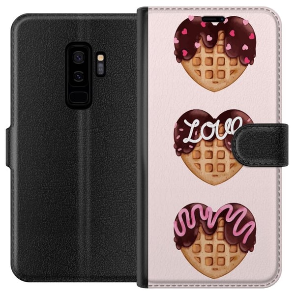 Kompatibelt Plånboksfodral till Samsung Galaxy S9+ Hjärtsformade våfflor med choklad rosa dekorationer och kärlekstema söt dessertinspirerad design m Kompatibelt Plånboksfodral till Samsung Galaxy S9+ Hjärtsformade våfflor med choklad rosa dekorationer och kärlekstema söt dessertinspirerad design m