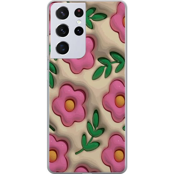 Kompatibelt Mobildeksel til Samsung Galaxy S21 Ultra 5G Boblende Blomster Kompatibelt Mobildeksel til Samsung Galaxy S21 Ultra 5G Boblende Blomster