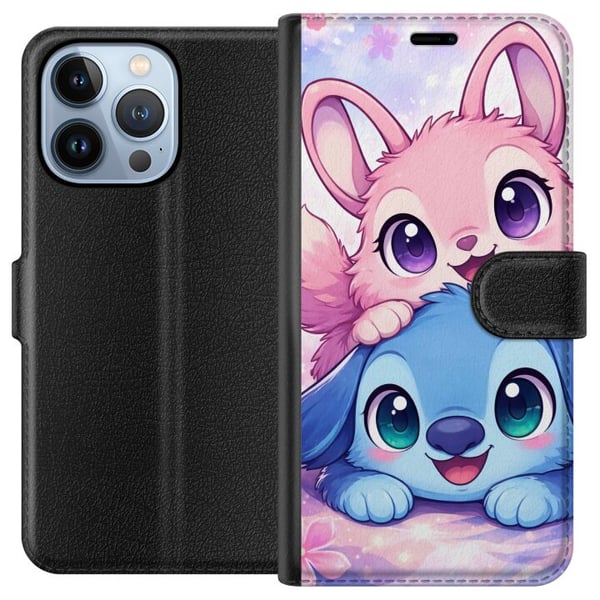 Kompatibelt Lommeboketui til Apple iPhone 13 Pro Søt kawaii-illustrasjon med rosa og blå fantasidyr, store øyne og myke farger, perfekt dekorasjon fo