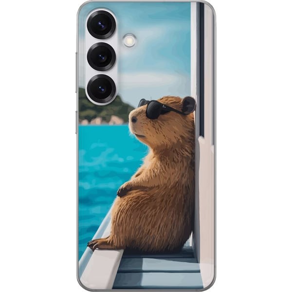 Kompatibelt Mobildeksel til Samsung Galaxy S25 Kapybara ved havet med solbriller, humoristisk sjarmerende design med avslappet feriestemning Kompatibelt Mobildeksel til Samsung Galaxy S25 Kapybara ved havet med solbriller, humoristisk sjarmerende design med avslappet feriestemning