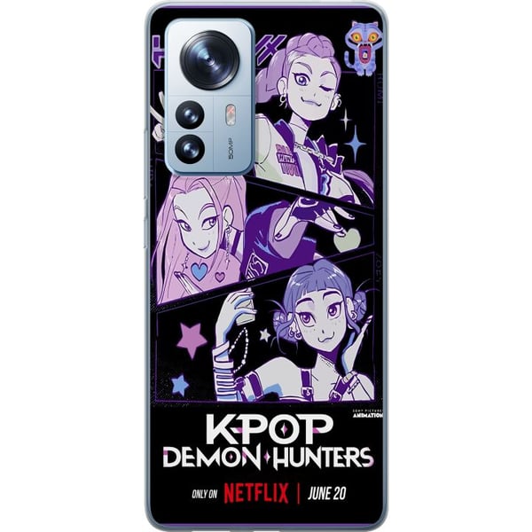 Yhteensopiva Puhelinkuori Xiaomi 12 Pro Kpop Demonien metsästäjät Huntrix Tähdet Mira Zoey Rumi Violetti Idol hehku