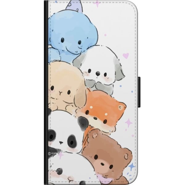 Kompatibel Tegnebogsetui til Motorola Moto G9 Play Sød stak af kawaii-dyr i pastelfarver, charmerende skitseret illustration, perfekt til dig, der ka