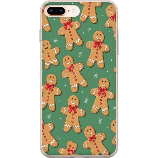 Yhteensopiva Puhelinkuori Apple iPhone 8 Plus Jouluinen piparkakkukuvio – piparkakku-ukkoja suloisessa jouludesignissa, vihreällä taustalla ja talvis Yhteensopiva Puhelinkuori Apple iPhone 8 Plus Jouluinen piparkakkukuvio – piparkakku-ukkoja suloisessa jouludesignissa, vihreällä taustalla ja talvis