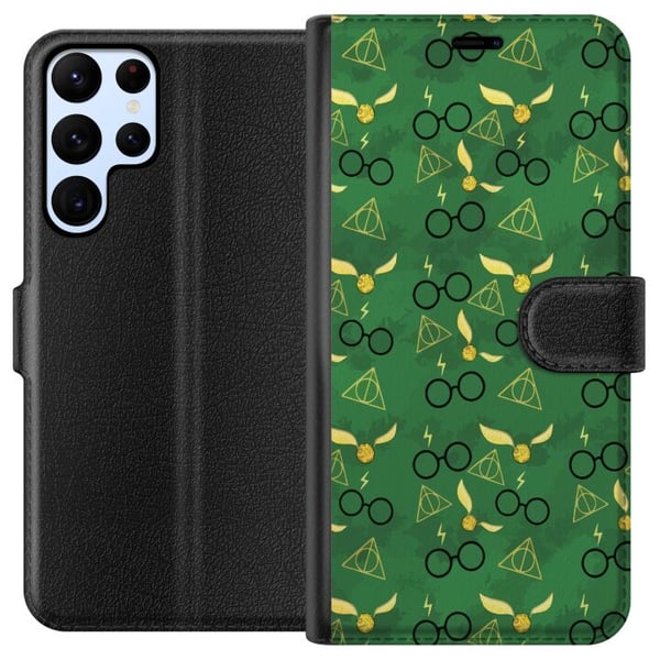 Yhteensopiva Lompakkokotelo Samsung Galaxy S22 Ultra 5G Harry Potter -lasit Kultainen sieppi Kuoleman varjelukset maaginen muotoilu, jossa on mystiik