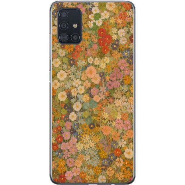 Kompatibelt Mobilskal till Samsung Galaxy A51 Blomsteräng i varma toner med nostalgisk målarkänsla
