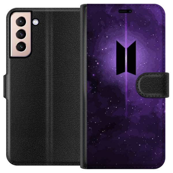 Kompatibel Tegnebogsetui til Samsung Galaxy S21 BTS kpop-logo lilla galakse plakat rumdesign koreansk band ARMY-symbol stjernehimmel musik fan art