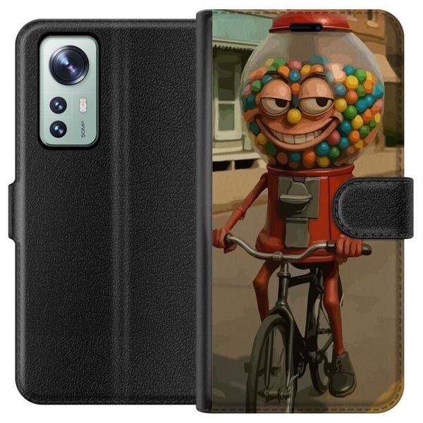 Kompatibelt Lommeboketui til Xiaomi 12 Italiensk Brainrot-illustrasjon – Morsom godterimaskin sykler i retrodesign