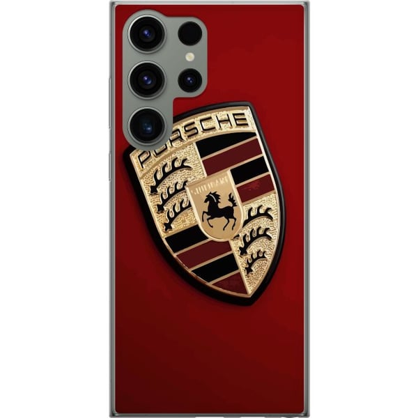 Kompatibel Mobilcover til Samsung Galaxy S23 Ultra Mobil etui med stilfuld Porce-logo i sort og hvid Kompatibel Mobilcover til Samsung Galaxy S23 Ultra Mobil etui med stilfuld Porce-logo i sort og hvid