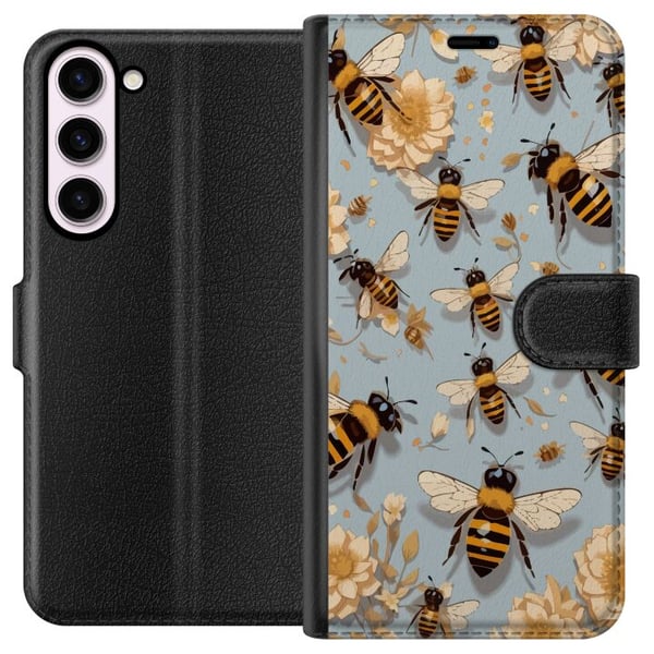 Kompatibel Tegnebogsetui til Samsung Galaxy S23+ Bier og blomster blå baggrund naturinspireret design med charme og farve for et sommerligt udtryk