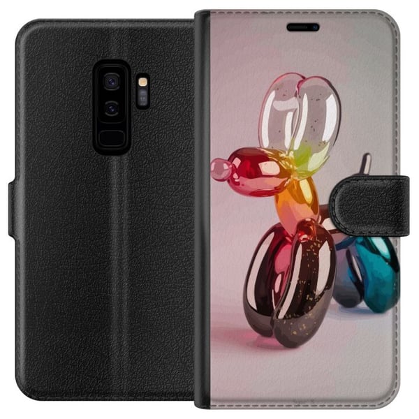 Kompatibelt Plånboksfodral till Samsung Galaxy S9+ Balloon Pup färgglad ballonghund i pop art glasstil regnbågsfärger och modern trendig design